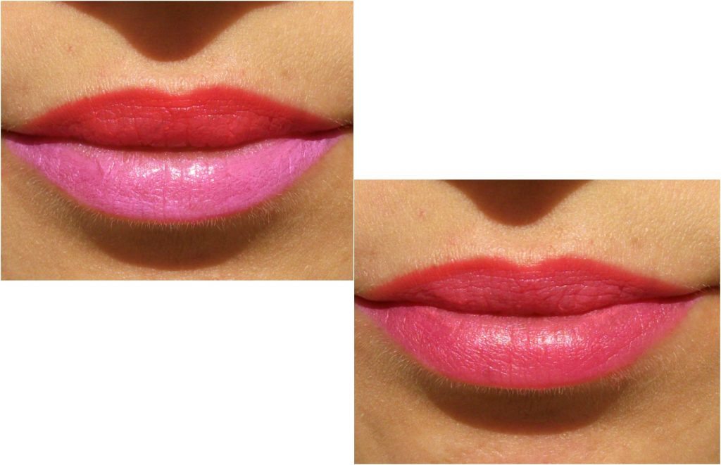 Touch in Sol One Second Vivid Lip Crayon in #4 Tulip Pink and #3 Barbie Pink, k-beauty e la tendenza asiatica delle labbra bicolori